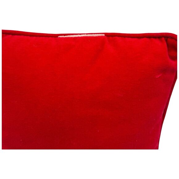 Vtg Needlepoint Pillow Santa Golfing 9" Sq Red Velvet Backing Christmas Decor - Picture 9 of 14